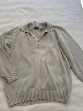 Men's Collared Knit Sweater 100% Italian cotton in Light Gray